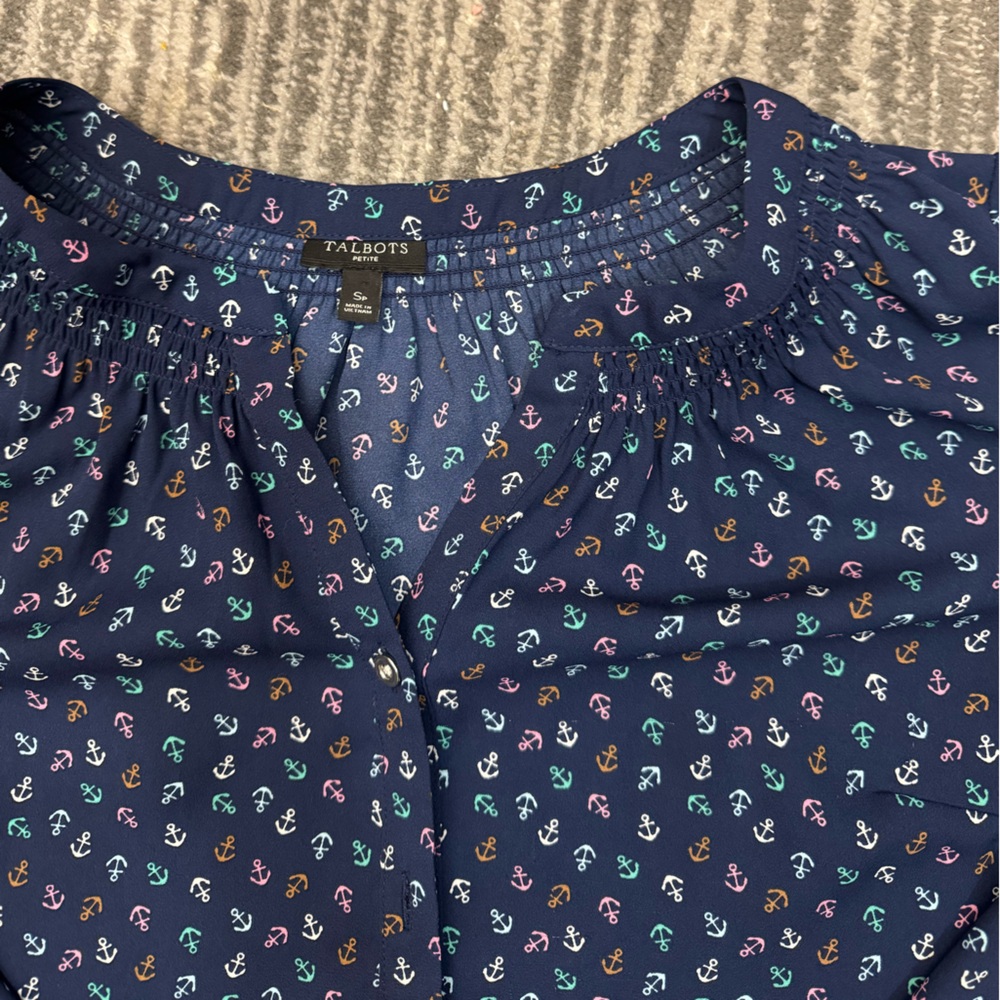 Talbots Navy Shorts with Colorful Anchor Print